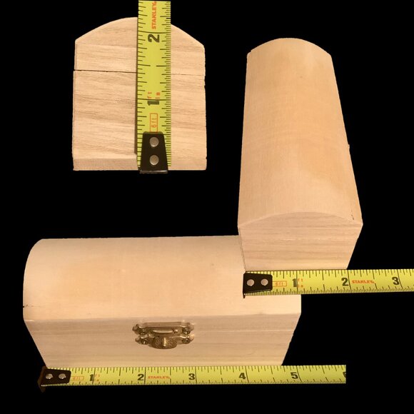 Unused Miniature Unfinished Bombé Wood Chest with Brass Hardware - Picture 10 of 11